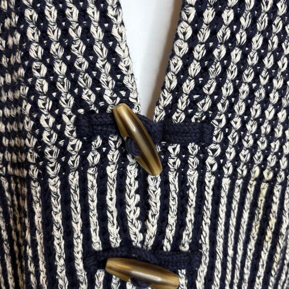 Vintage Gap Women's Navy Toggle Button Chunky Long Cardigan Size S Fisherman - Picture 10 of 12